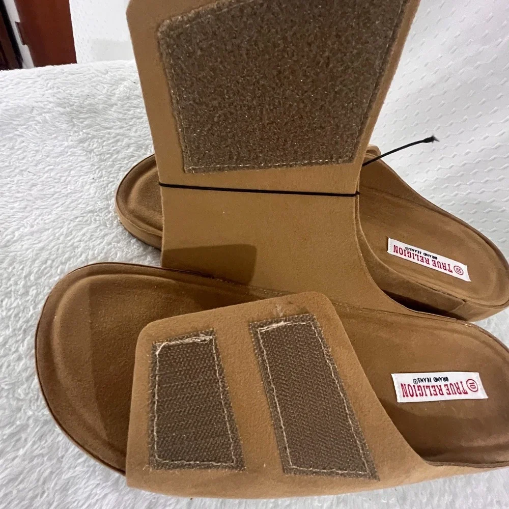 True Religion TR-BILLY-BC Taupe Suede Slide Sandals Men's Size 10 Comfort